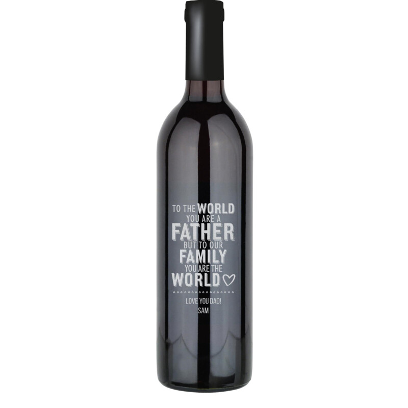 To The World You Are Father Custom Wine Bottle