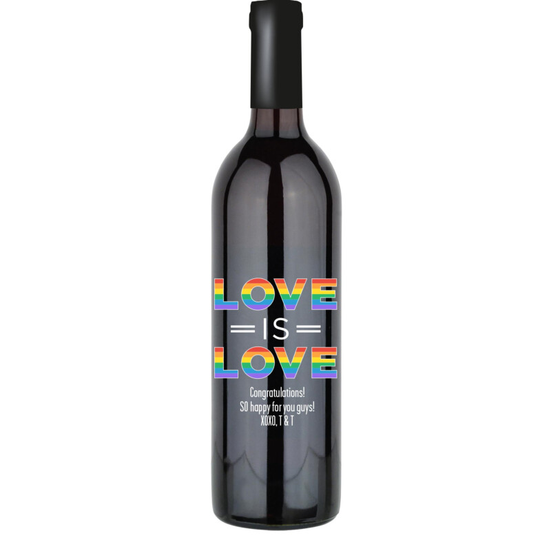 Love is Love Stripes Custom Wine Bottle