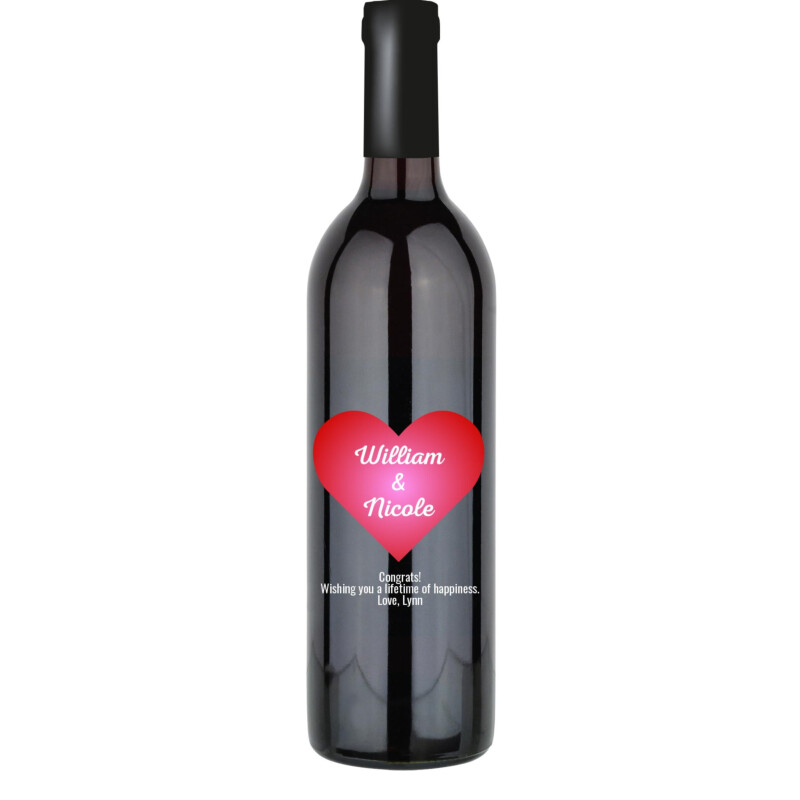 Gradient Heart Custom Wine Bottle